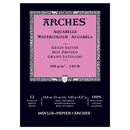 Arches Watercolour Natural White Pad 300gsm Hot Pressed 12 Sheets