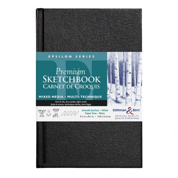 Stillman & Birn Epsilon Hardback Sketchbooks 150gsm White Plate 62 Sheets#Size_5.5X8.5 INCHES