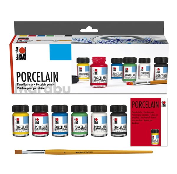 Marabu Porcelain Paints Basic Colours 15ml Set Of 6