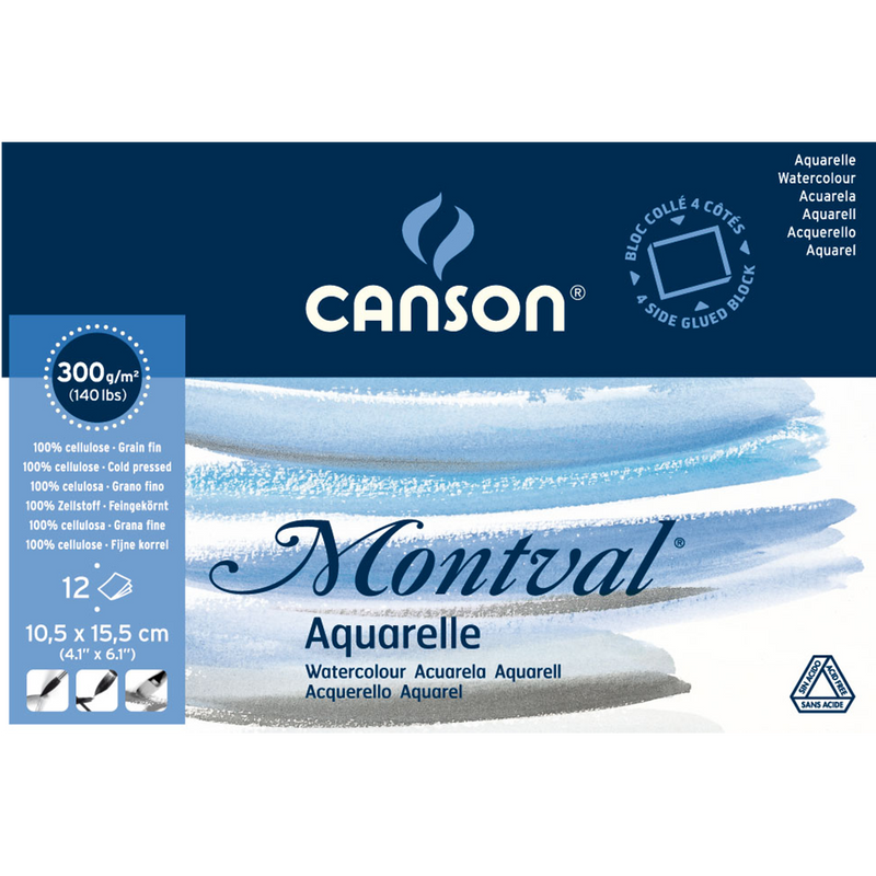 Canson Montval Cold Pressed 300gsm 12 Sheet Blocks