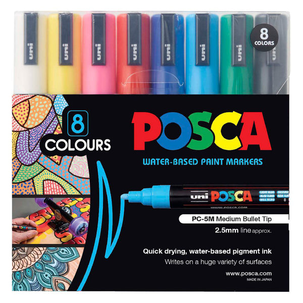 Uni Posca Marker PC-1M 8C Paint Pen 0.7mm Extra Fine Point for Rock Mug  Ceramic Glass Wood Fabric Metal Painting Art Supplies