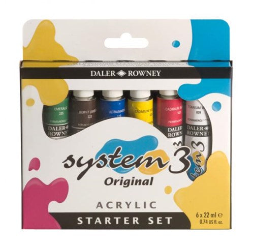 Daler Rowney System 3 Acrylic Starter Paint Set Of 6 X22ml