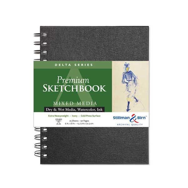 Stillman & Birn Delta Spiral Sketchbooks 270gsm Ivory Rough 25 Sheets#Size_6X8 INCHES